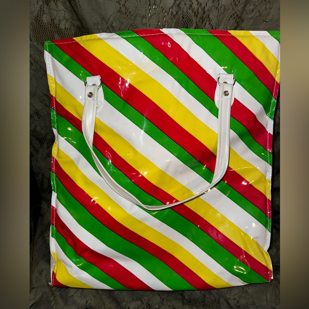 Vintage 80s Nappy soft sided vinyl insulated tote bag